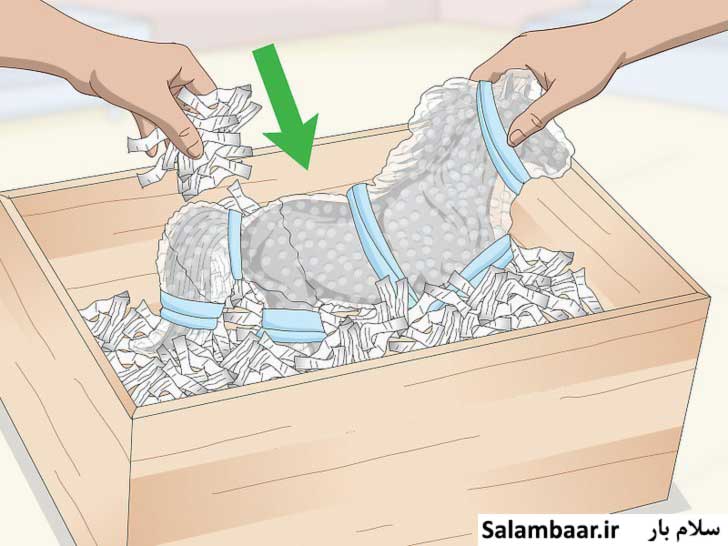 پر کردن درون جعبه با استفاده از مواد محافظ
